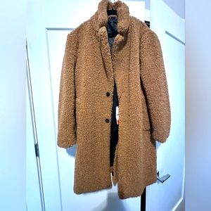 NWT Zara full length Sherpa coat sz L